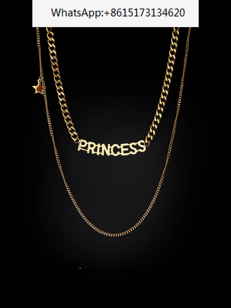 Индивидуальность, двухслойное ожерелье с буквами для женщин, роскошный дизайн из золота Small Group k, модный стиль высокого уровня. Изображение 1