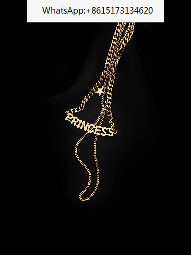 Индивидуальность, двухслойное ожерелье с буквами для женщин, роскошный дизайн из золота Small Group k, модный стиль высокого уровня. Изображение 2