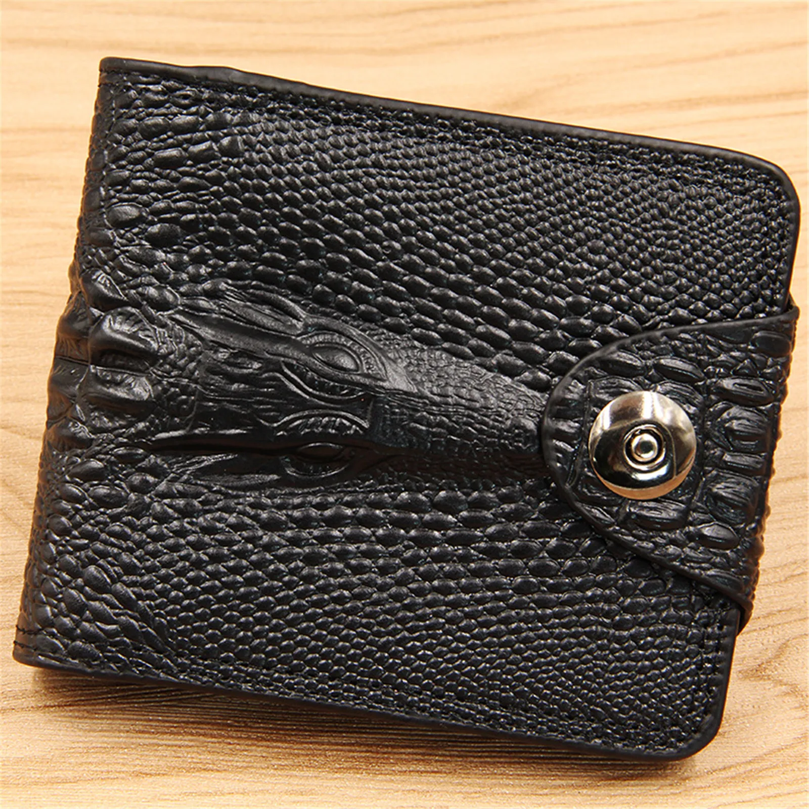 Повседневный мужской кошелек с крокодиловым узором, магнитная пряжка, женский кошелек с отделениями для карт, короткий кошелек, кожаный держатель в винтажном стиле Изображение 1