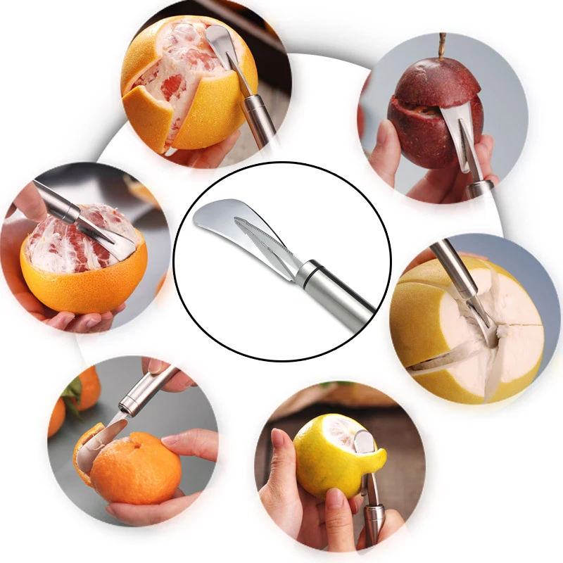 Овощечистка для апельсинов и лимонов из нержавеющей стали, практичный нож для открывания фруктов и грейпфрутов, кухонные принадлежности для домашнего обихода Изображение 5