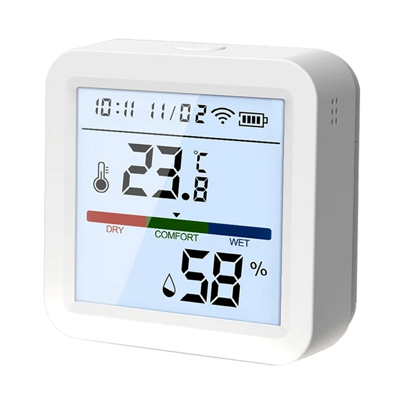 Умный датчик температуры и влажности Wi-Fi, термометр-гигрометр для помещений Tuya с подсветкой ЖК-дисплея, запасные части для замены Изображение 0