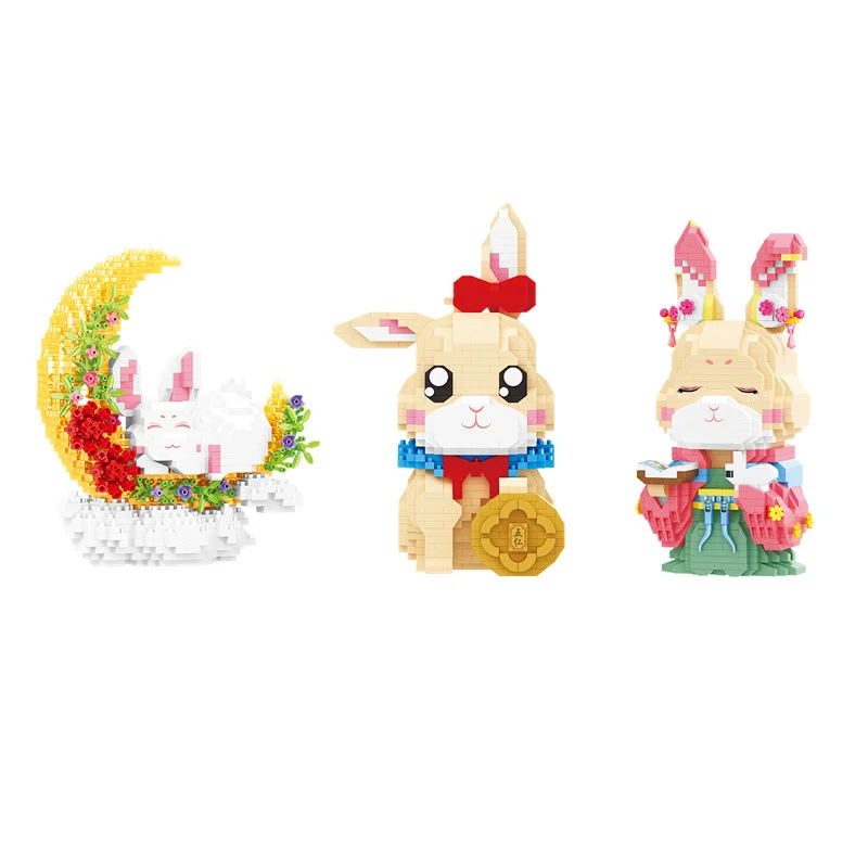 Прекрасный Мультяшный Микро-Алмазный Блок Лунный Кролик Строительные Кирпичи Сказочная Дева Собирает Нанобриксы Развивающие Игрушки Для Детей Подарки Изображение 0