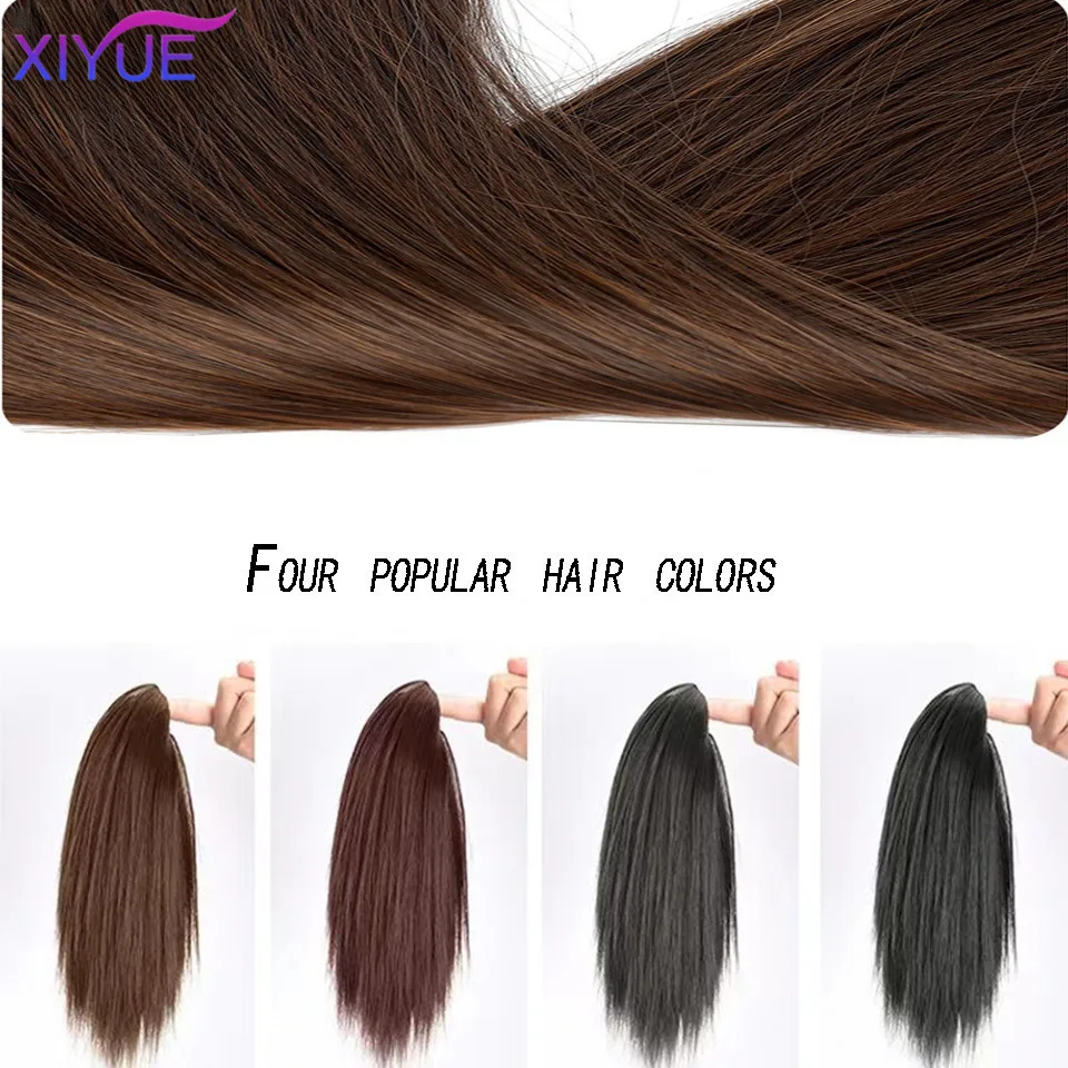 Европейские и американские парики XIYUE, женские длинные прямые волосы, заколки для волос, косички в виде конского хвоста, натуральный и реалистичный стиль заколки для волос Изображение 5