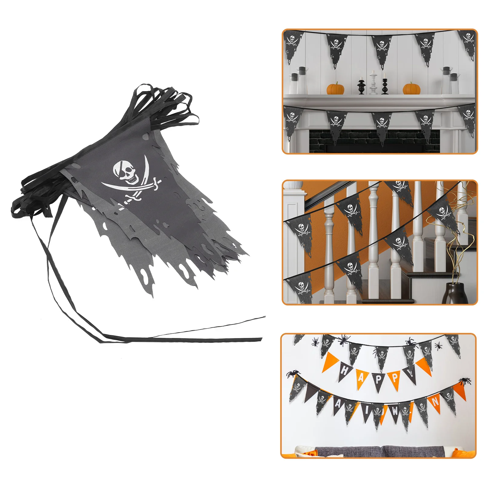 Строка флага Пиратский баннер Флаги на Хэллоуин Декоративные украшения для вечеринок Полиэстер Изображение 4
