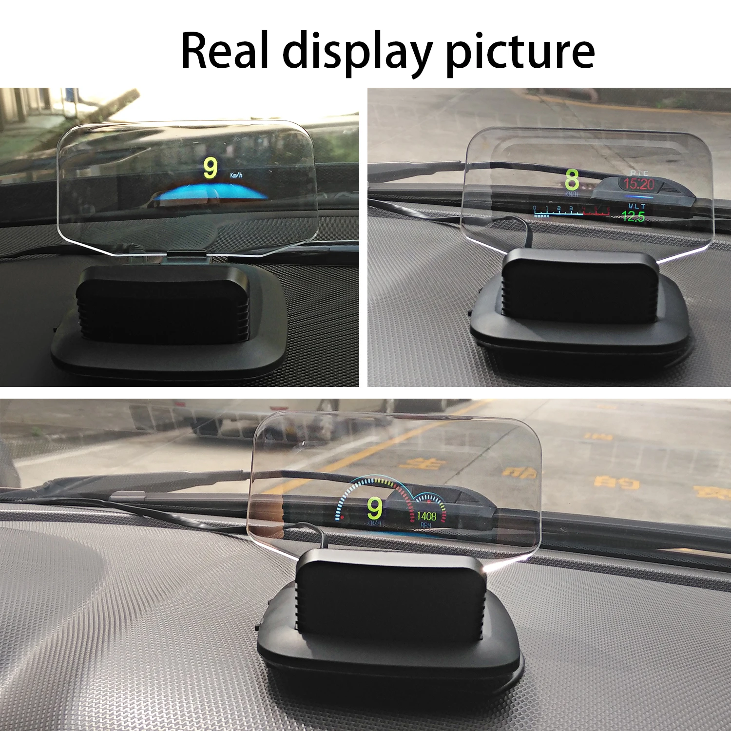 Проекционный дисплей автомобильной навигации C1 Hud, двойная система GPS, Цифровой спидометр, Температура воды и масла, обороты в минуту, Автомобильная сигнализация на экране Изображение 4
