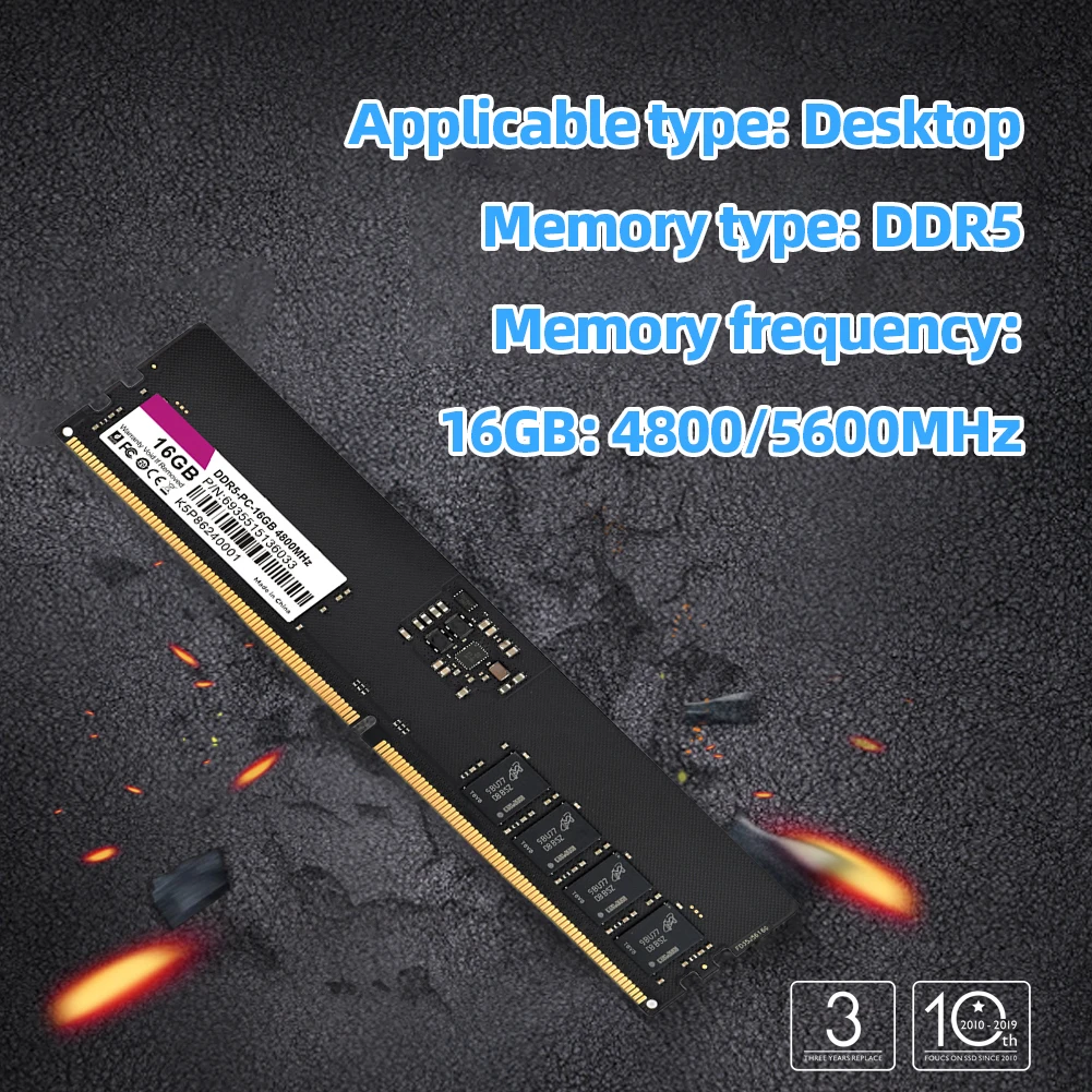Настольная Память DDR5 RAM 4800MHz 5600MHz Компьютерная Настольная Память 16GB Настольный Сервер DIMM 4RX4 Для Настольного Компьютера PC Изображение 2