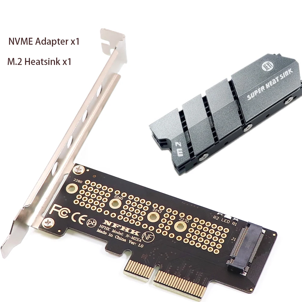 Адаптер SSD M.2 NVME к PCIe 4.0 3.0, Карта Расширения M2 64 Гбит /с PCIe 4.0 X4 PCI-E GEN4 GEN3 Full Speed с Алюминиевым Радиатором Изображение 0