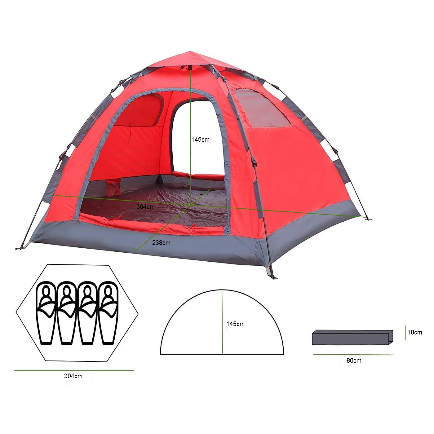 Наружная всплывающая палатка, мгновенное укрытие от открытого солнца, палатка для кемпинга, с водонепроницаемым навесом для кемпинга, рыбалки Изображение 1