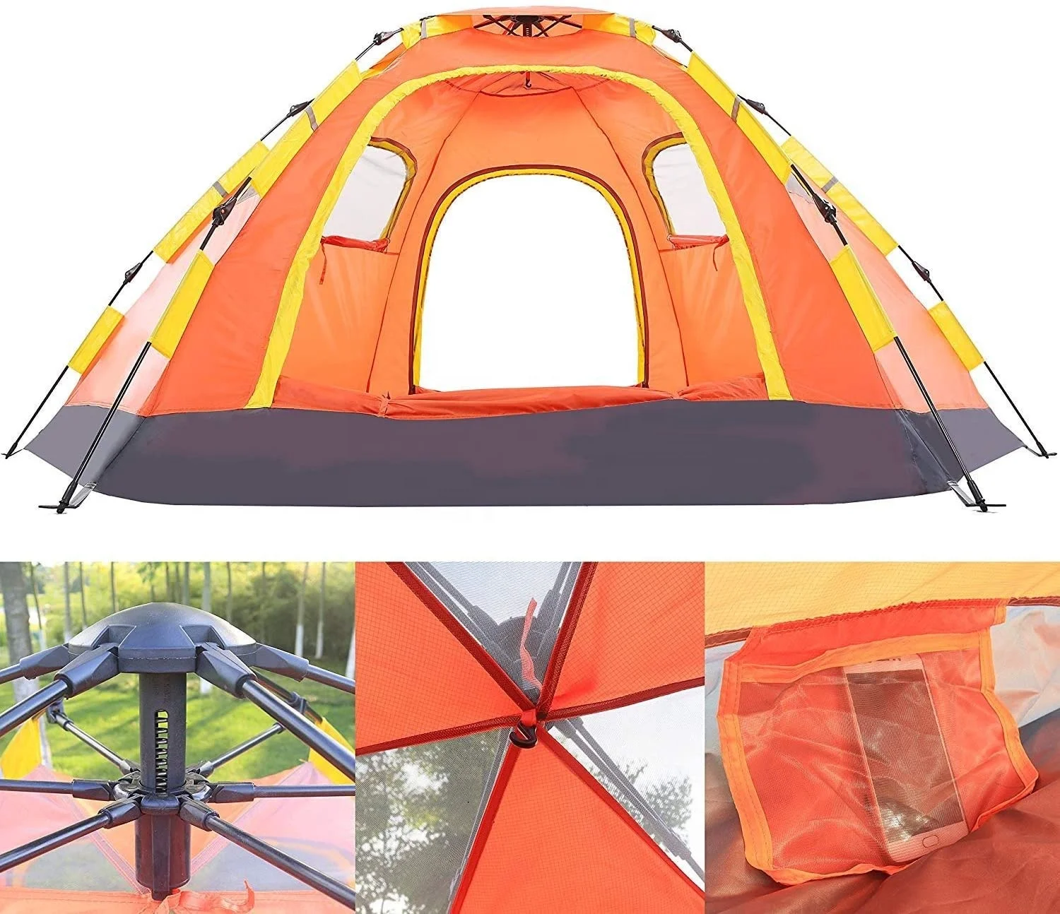 Наружная всплывающая палатка, мгновенное укрытие от открытого солнца, палатка для кемпинга, с водонепроницаемым навесом для кемпинга, рыбалки Изображение 3
