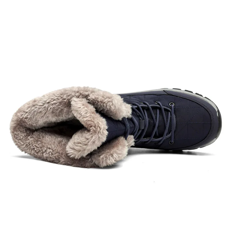 Зимние ботинки, плюшевые теплые ботильоны для мужчин, нескользящие водонепроницаемые ботинки, мужская зимняя обувь, пинетки для горных походов, походная обувь Изображение 4