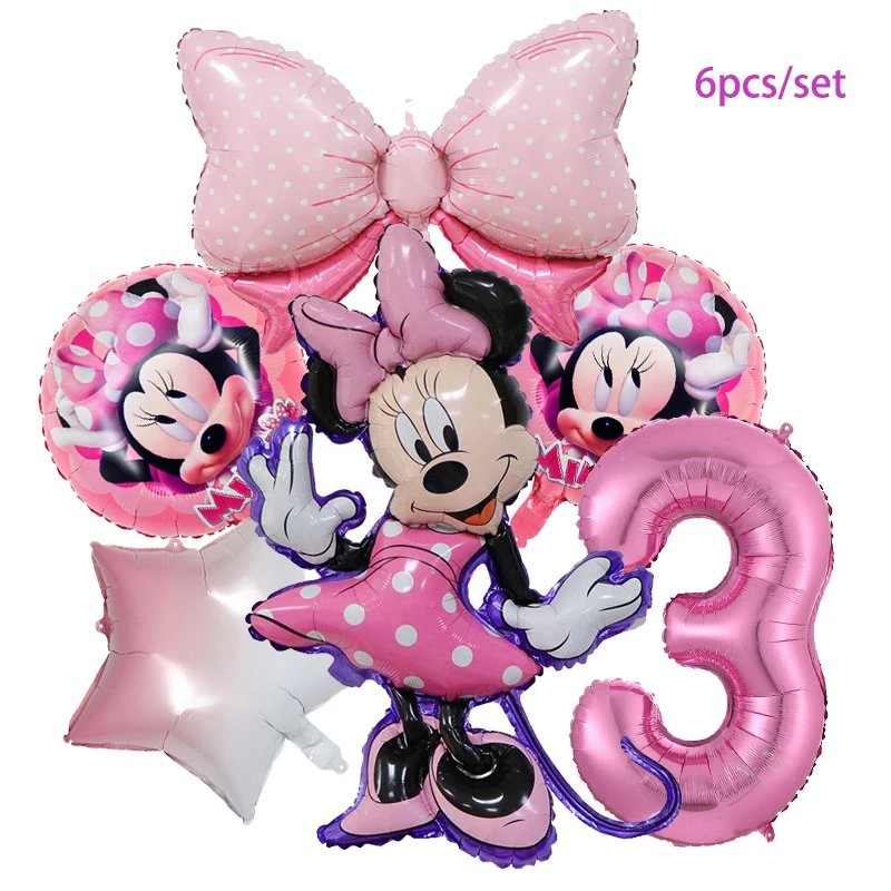 Одноразовая посуда Disney с Минни Маус, украшение вечеринки по случаю дня рождения, воздушные шары, фон, принадлежности для вечеринки принцессы для девочек, детский душ Изображение 1