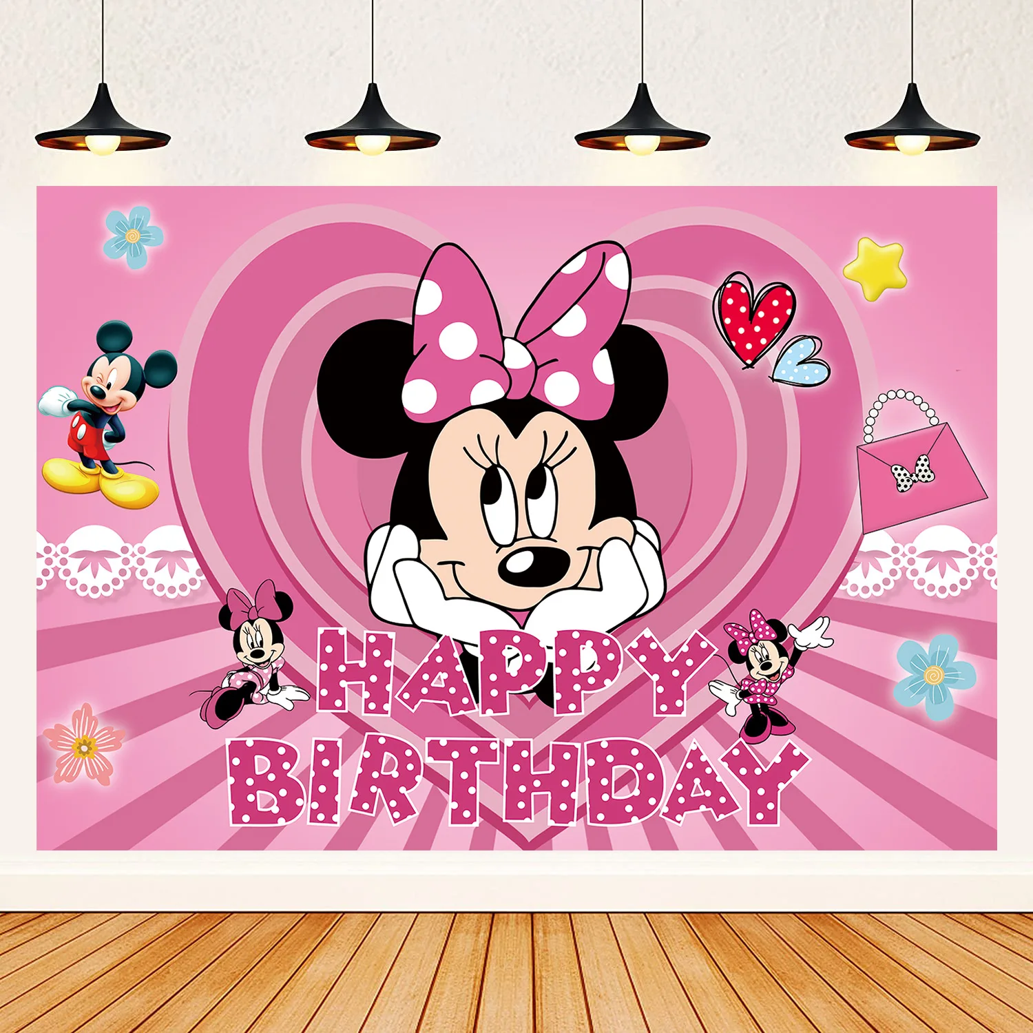 Одноразовая посуда Disney с Минни Маус, украшение вечеринки по случаю дня рождения, воздушные шары, фон, принадлежности для вечеринки принцессы для девочек, детский душ Изображение 2