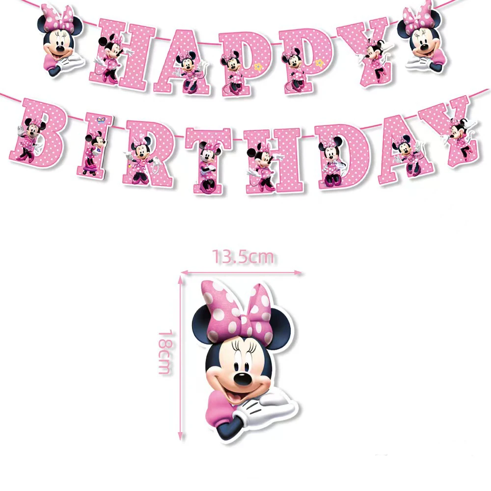 Одноразовая посуда Disney с Минни Маус, украшение вечеринки по случаю дня рождения, воздушные шары, фон, принадлежности для вечеринки принцессы для девочек, детский душ Изображение 3