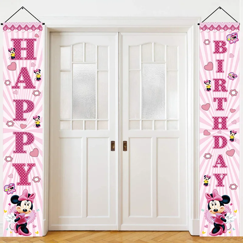 Одноразовая посуда Disney с Минни Маус, украшение вечеринки по случаю дня рождения, воздушные шары, фон, принадлежности для вечеринки принцессы для девочек, детский душ Изображение 5