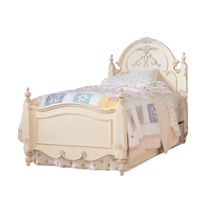 Мебель для спальни кровать из массива дерева во французском кремовом стиле детская кровать кровать принцессы для девочек кровать для хранения вещей для предотвращения чрезмерного шума Изображение 4