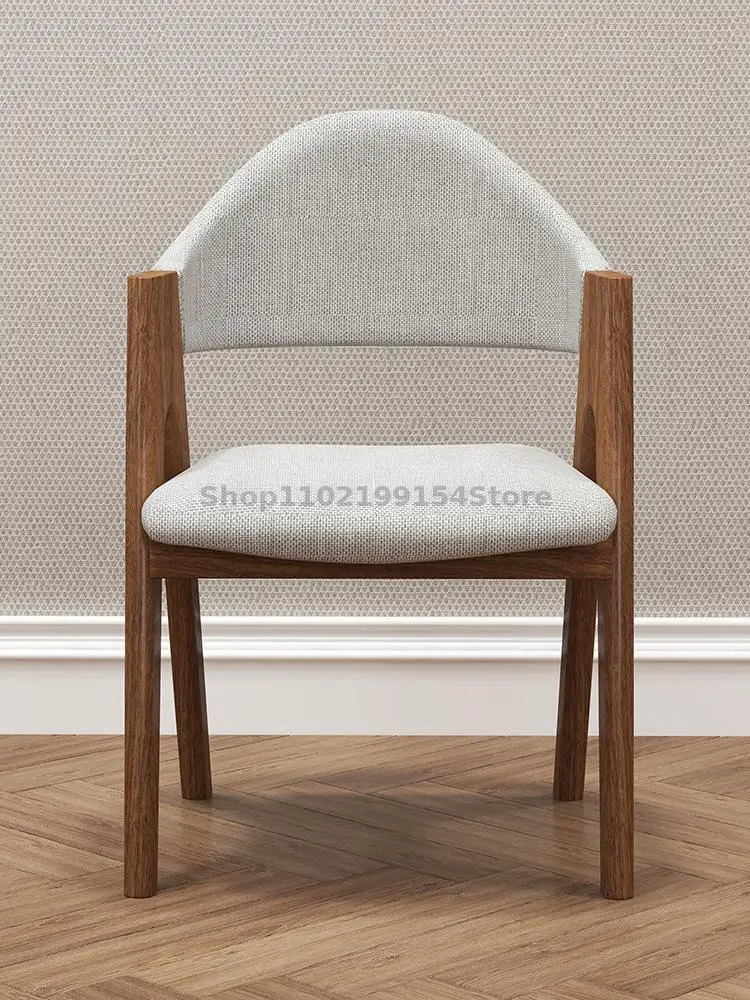 Стул из массива дерева обеденный стул бытовой стул A-line стул со спинкой из ясеня Туалетный стул письменный стол для макияжа спальня досуг Изображение 3