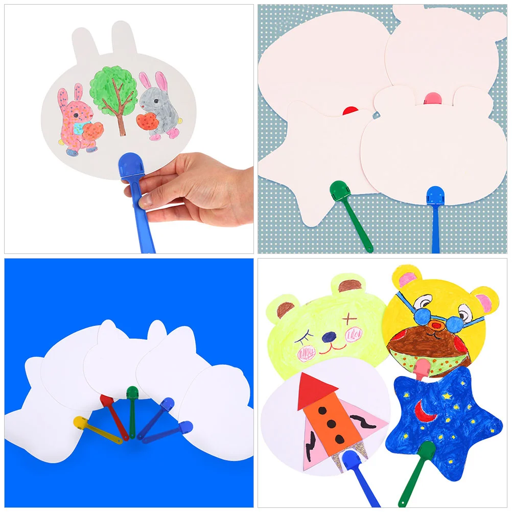 Складной веер Детские веера для рисования Бумажные заготовки Граффити Поделки для детей Принадлежности для рукоделия Роботы Изображение 5