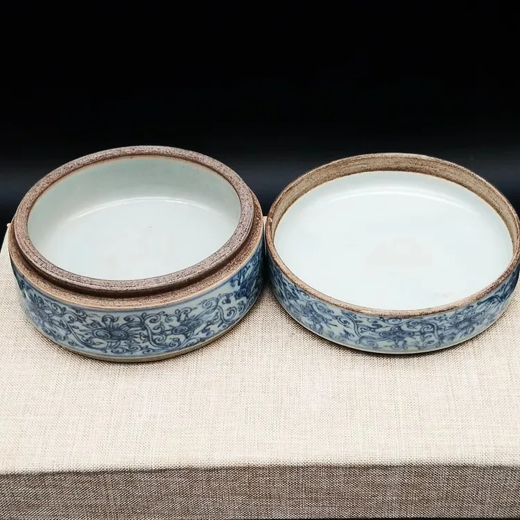 Сине-белая коробка для чернил с рисунком династии Мин Ванли, антикварное фарфоровое украшение для дома Изображение 4