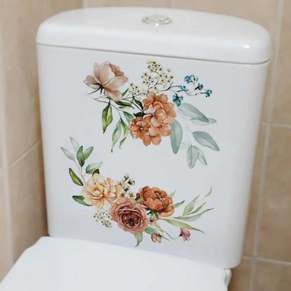 Наклейка с цветочным рисунком, водонепроницаемая наклейка с цветочным рисунком, Съемная самоклеящаяся наклейка на стену в ванной для домашнего декора Изображение 0