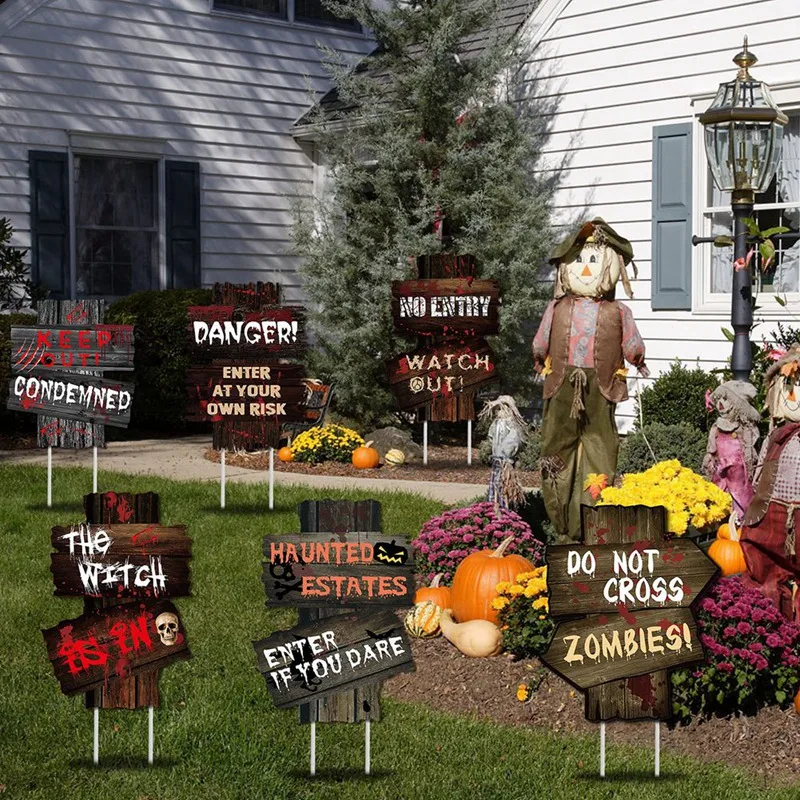 Украшения для Хэллоуина, предупреждающие знаки, Страшный Зомби, 6 предметов, декор для Хэллоуина Изображение 1