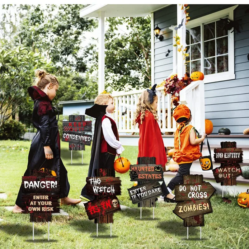 Украшения для Хэллоуина, предупреждающие знаки, Страшный Зомби, 6 предметов, декор для Хэллоуина Изображение 2