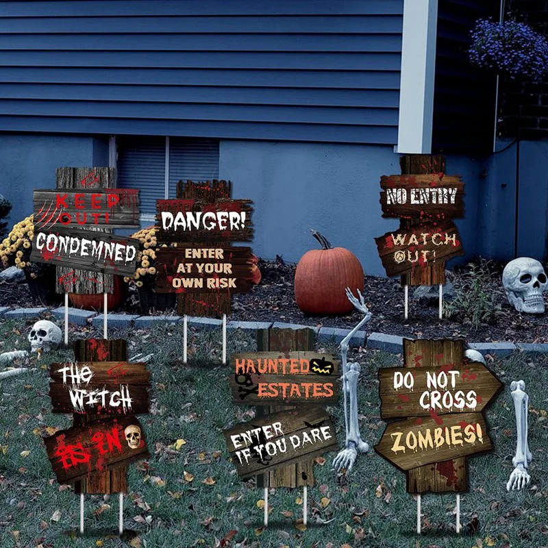 Украшения для Хэллоуина, предупреждающие знаки, Страшный Зомби, 6 предметов, декор для Хэллоуина Изображение 3