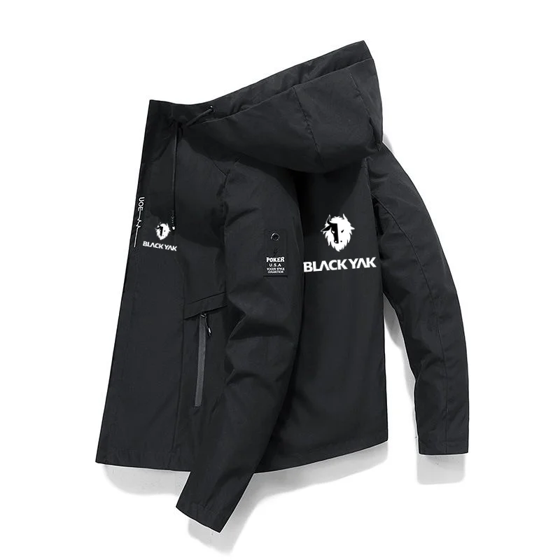 Мужская куртка из черного яка из тонкого полиэстера, весенне-летняя солнцезащитная куртка, ветровка, спортивный кардиган с капюшоном Изображение 3