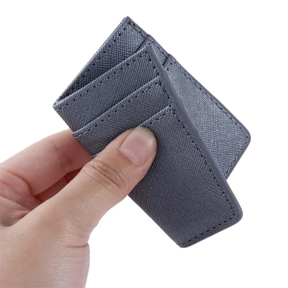 Портативный двусторонний чехол для банковских карт из тонкой искусственной кожи, тонкий держатель для карт, деловой кошелек, мешочек для монет Изображение 1