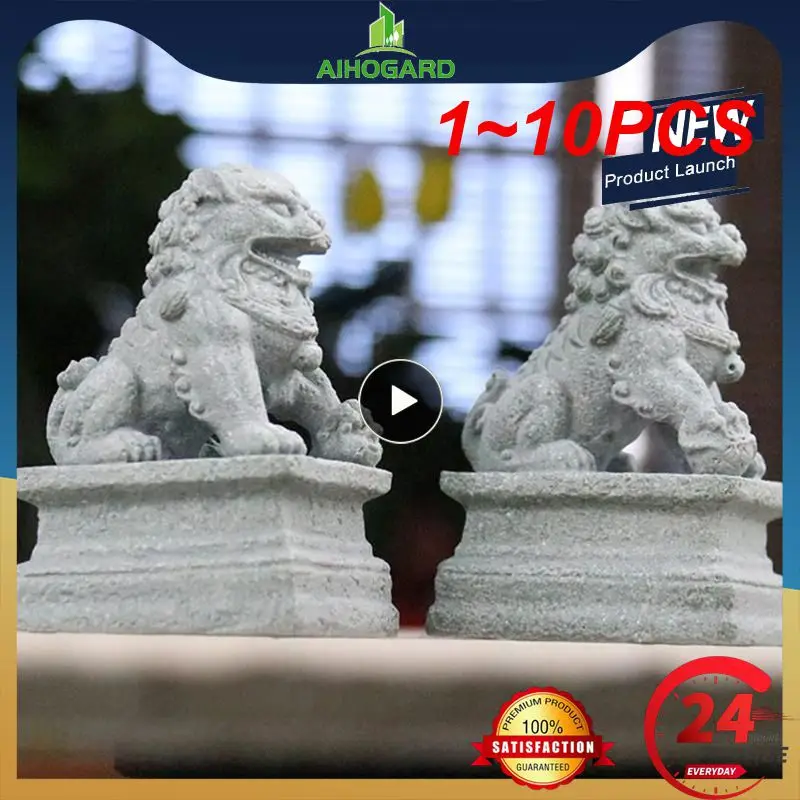 1 ~ 10ШТ Статуэтка Foo Shui Feng, Миниатюрная каменная скульптура Льва, украшение Guardian, китайский декор процветания, Пара Fu Mini Изображение 0
