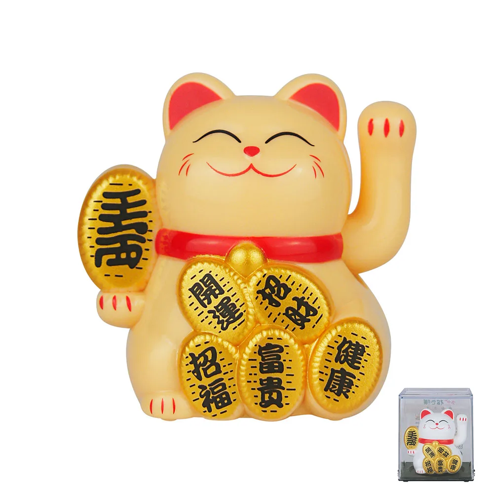 Китайское украшение Lucky Cat Машущая Рукой Статуя Индукции Солнечного света Статуэтка для украшения дома 5*4*3.5 см Изображение 3