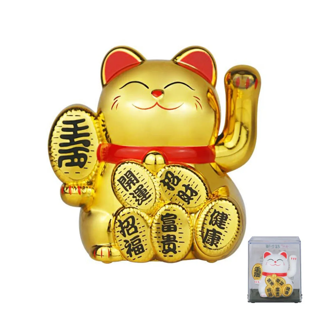 Китайское украшение Lucky Cat Машущая Рукой Статуя Индукции Солнечного света Статуэтка для украшения дома 5*4*3.5 см Изображение 4