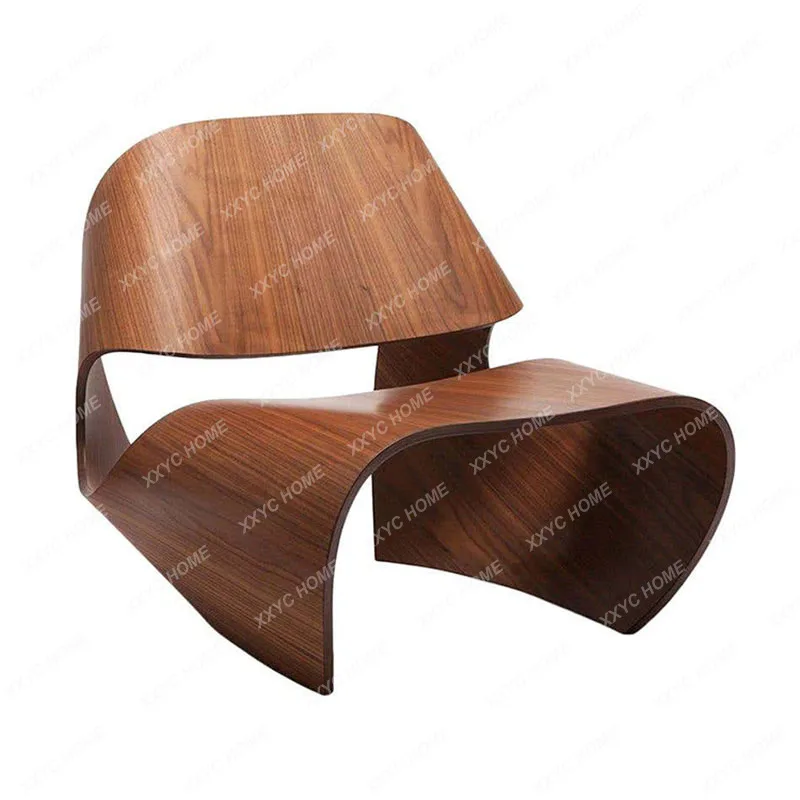 Креативное кресло с полым коленом, современное деревянное кресло для отдыха, художественное кресло Изображение 0