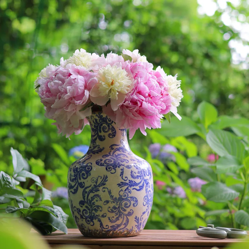 Ретро Керамический декор для дома, Ваза для цветов со старыми ледяными трещинами, бутылка для цветов с ручной росписью, Универсальные горшки для растений. Изображение 0