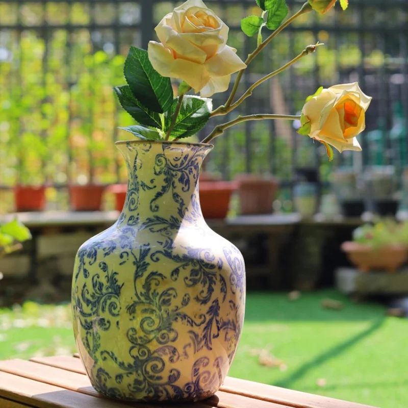 Ретро Керамический декор для дома, Ваза для цветов со старыми ледяными трещинами, бутылка для цветов с ручной росписью, Универсальные горшки для растений. Изображение 2