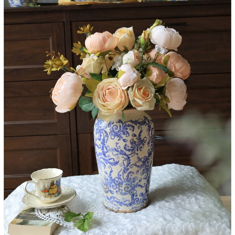 Ретро Керамический декор для дома, Ваза для цветов со старыми ледяными трещинами, бутылка для цветов с ручной росписью, Универсальные горшки для растений. Изображение 3
