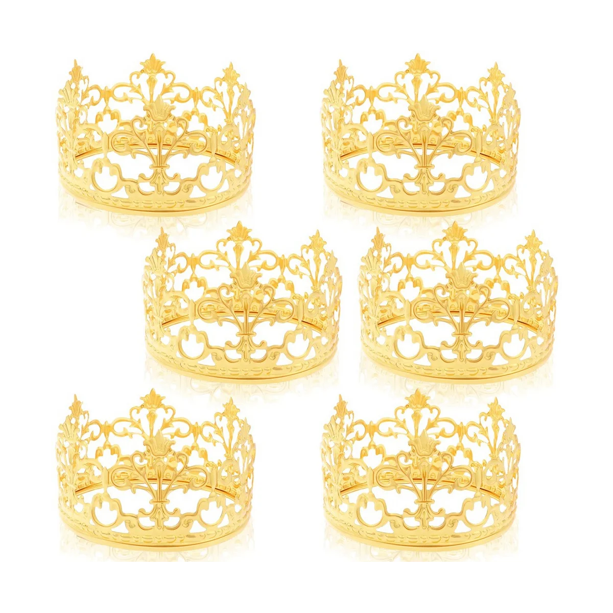 6шт Золотая Мини-Корона Топпер Для Торта Принц Принцесса Маленькие Топперы Для Кексов Корона Свадебный Торт На День Рождения Маленькая Корона Изображение 0