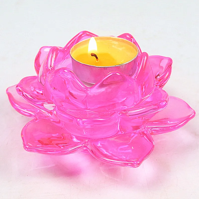 Подсвечник с разноцветной хрустальной глазурью, масляный держатель лампы Lotus, высокая температура для домашнего подсвечника в храме лампы Изображение 4