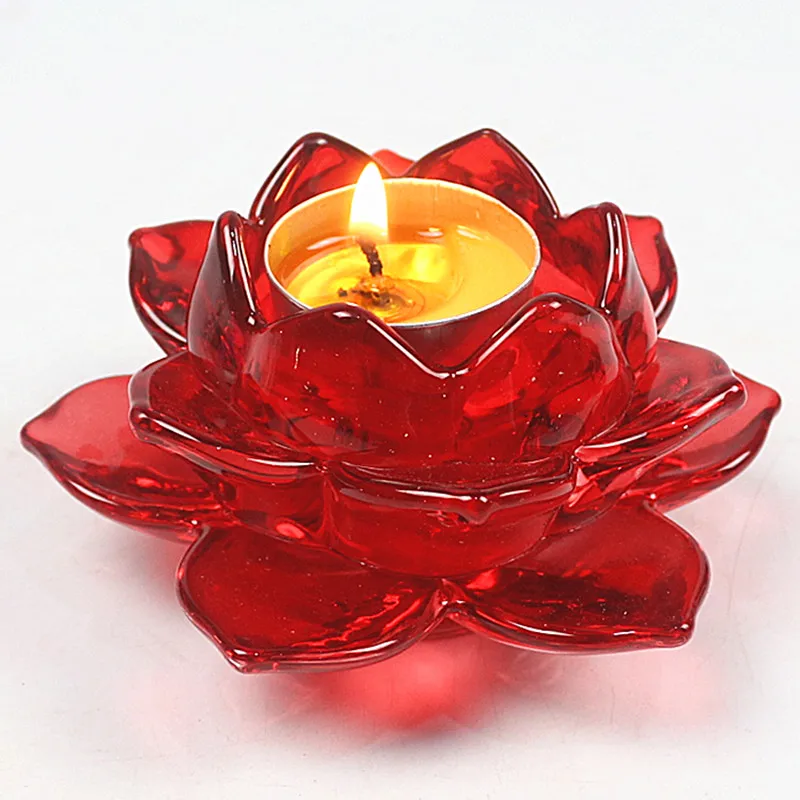 Подсвечник с разноцветной хрустальной глазурью, масляный держатель лампы Lotus, высокая температура для домашнего подсвечника в храме лампы Изображение 5