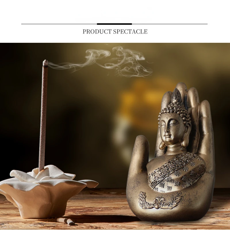 Маленькие украшения в виде статуэтки Будды из смолы, Пальмовый Будда в китайском стиле, украшения для стола в стиле дзен Изображение 1