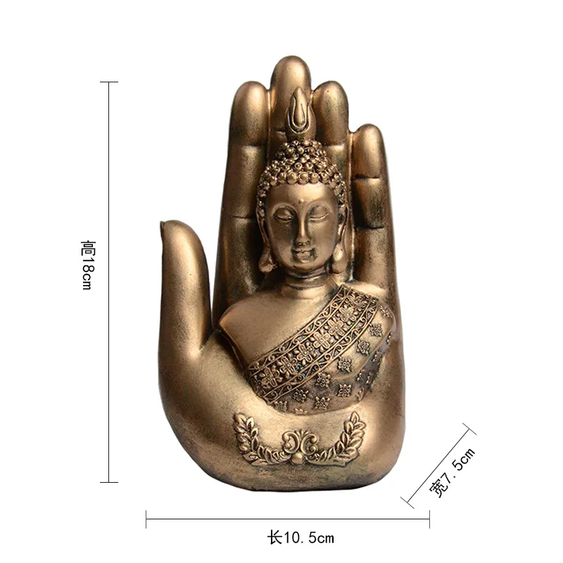 Маленькие украшения в виде статуэтки Будды из смолы, Пальмовый Будда в китайском стиле, украшения для стола в стиле дзен Изображение 3