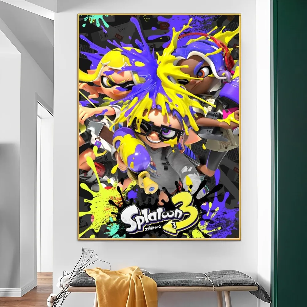 Игра S-Splatoon 3 Плакат Самоклеящийся Художественный Плакат Ретро Наклейка Из Крафт-Бумаги DIY Room Bar Cafe Винтажный Декоративный Изображение 1