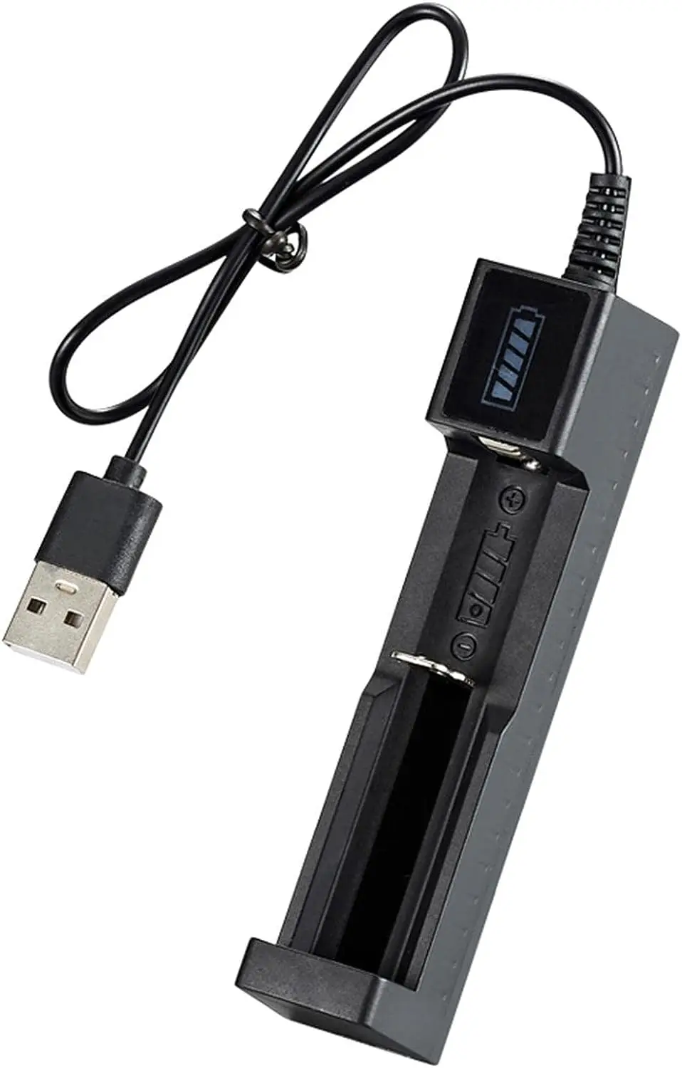 Зарядное устройство с одним слотом, USB-зарядное устройство с одним слотом, подходит для литий-ионных аккумуляторов 10440, 14330, 14500, 16500, 18 Изображение 0