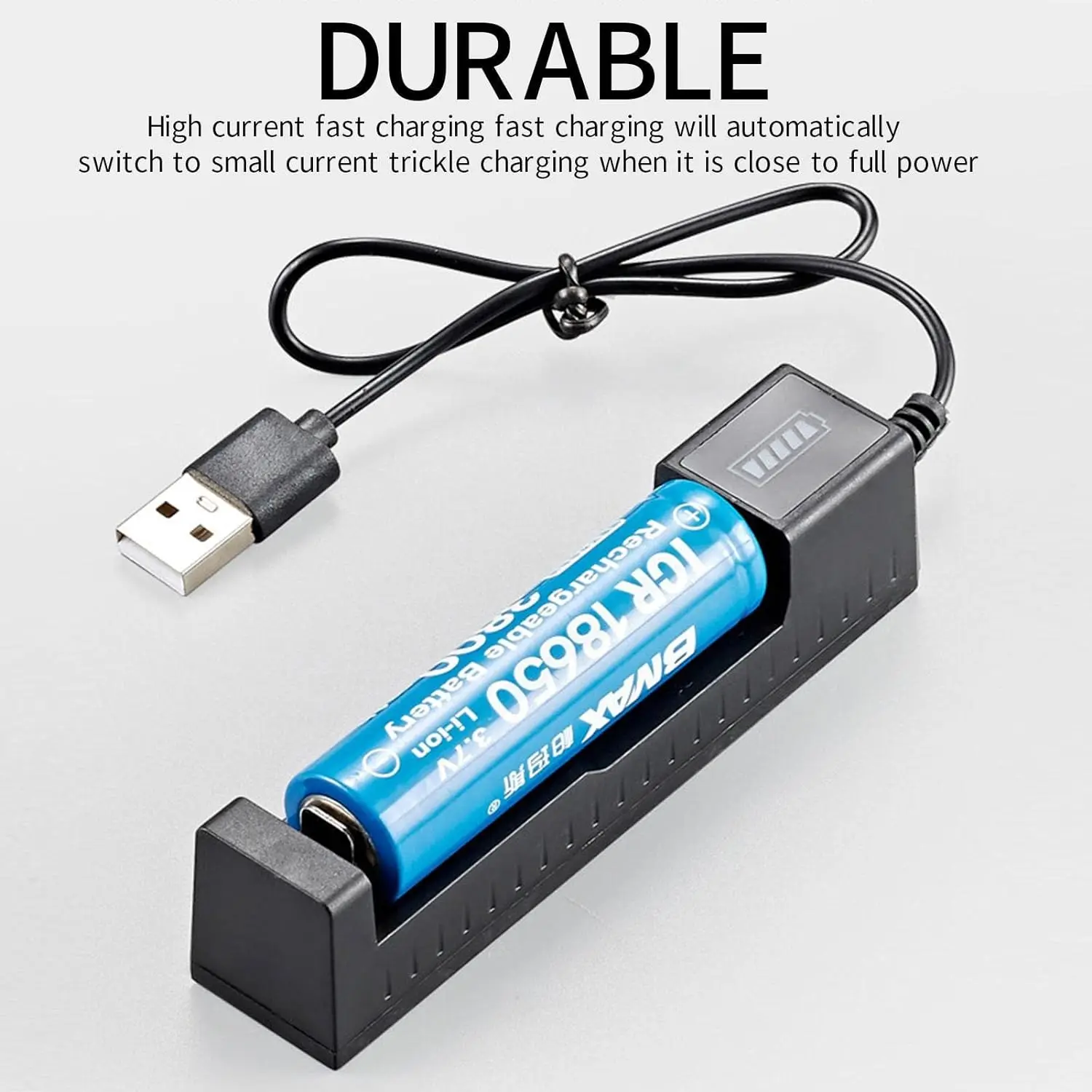 Зарядное устройство с одним слотом, USB-зарядное устройство с одним слотом, подходит для литий-ионных аккумуляторов 10440, 14330, 14500, 16500, 18 Изображение 2
