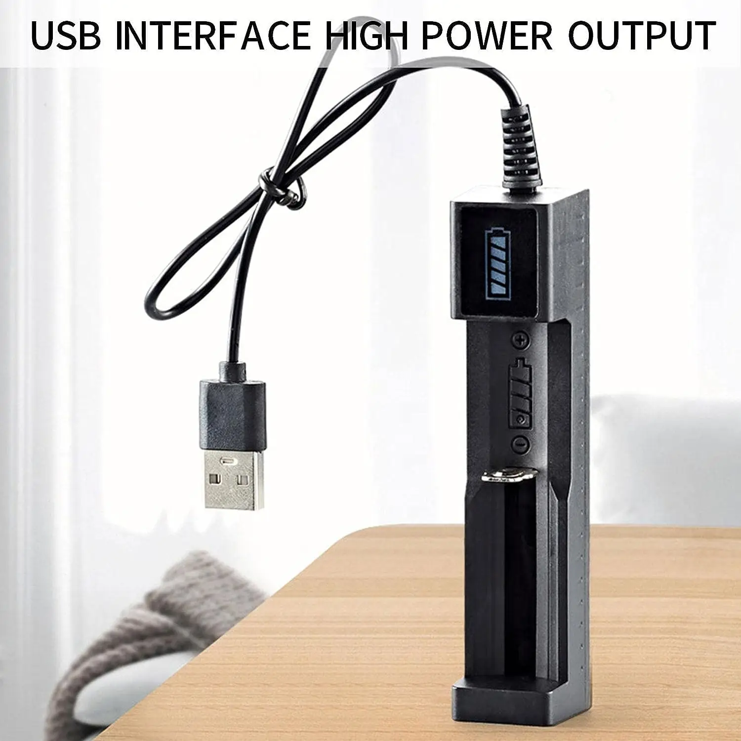 Зарядное устройство с одним слотом, USB-зарядное устройство с одним слотом, подходит для литий-ионных аккумуляторов 10440, 14330, 14500, 16500, 18 Изображение 4