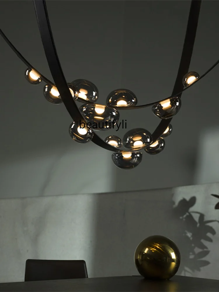 Простая Двухуровневая напольная люстра Дизайнерская кожаная гостиная, столовая и кабинет, минималистичная декоративная лампа Изображение 1