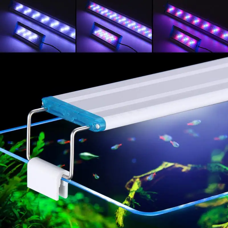 Цветная подсветка аквариума 90-260 В, Супертонкая подсветка для водных растений, Водонепроницаемая Выдвижная Светодиодная подсветка для аквариума Изображение 3