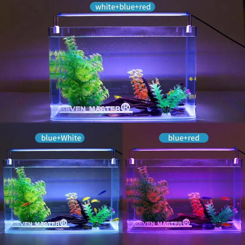 Цветная подсветка аквариума 90-260 В, Супертонкая подсветка для водных растений, Водонепроницаемая Выдвижная Светодиодная подсветка для аквариума Изображение 5