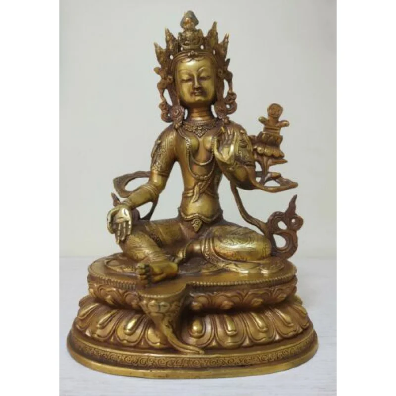 30 см буддизм, старая бронзовая статуя Будды Бодхисаттвы, зеленая Тара, Благоприятные мантры Изображение 4