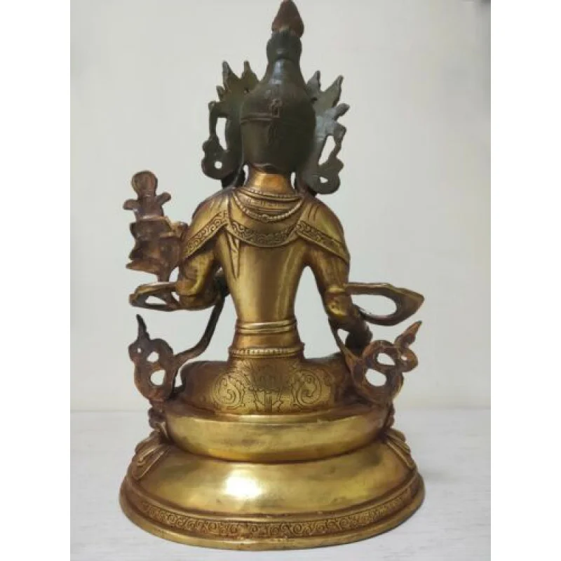 30 см буддизм, старая бронзовая статуя Будды Бодхисаттвы, зеленая Тара, Благоприятные мантры Изображение 5