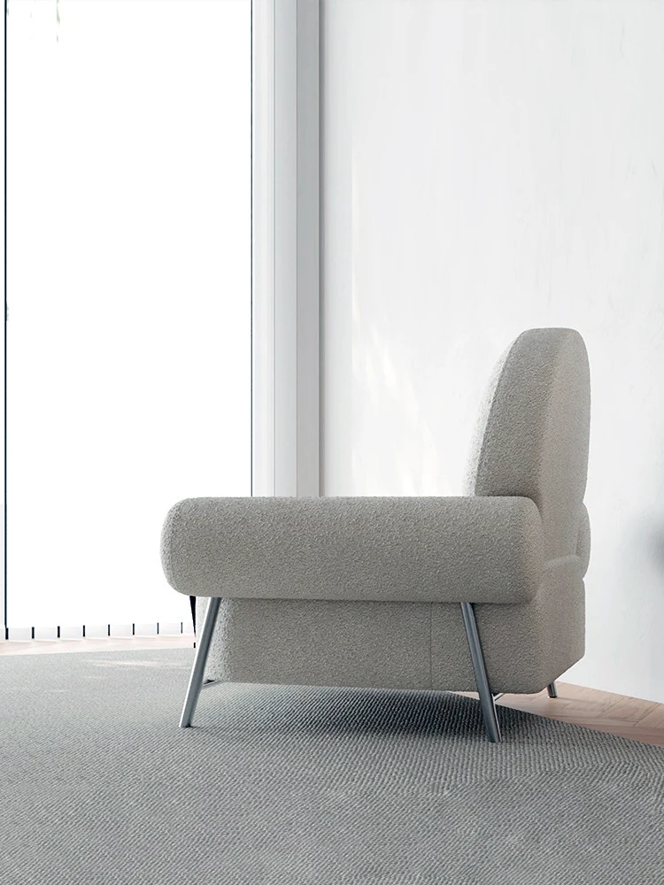 Дизайнерская модель одноместного дивана XL Повседневное ленивое кресло из белой овечьей шерсти Изображение 2